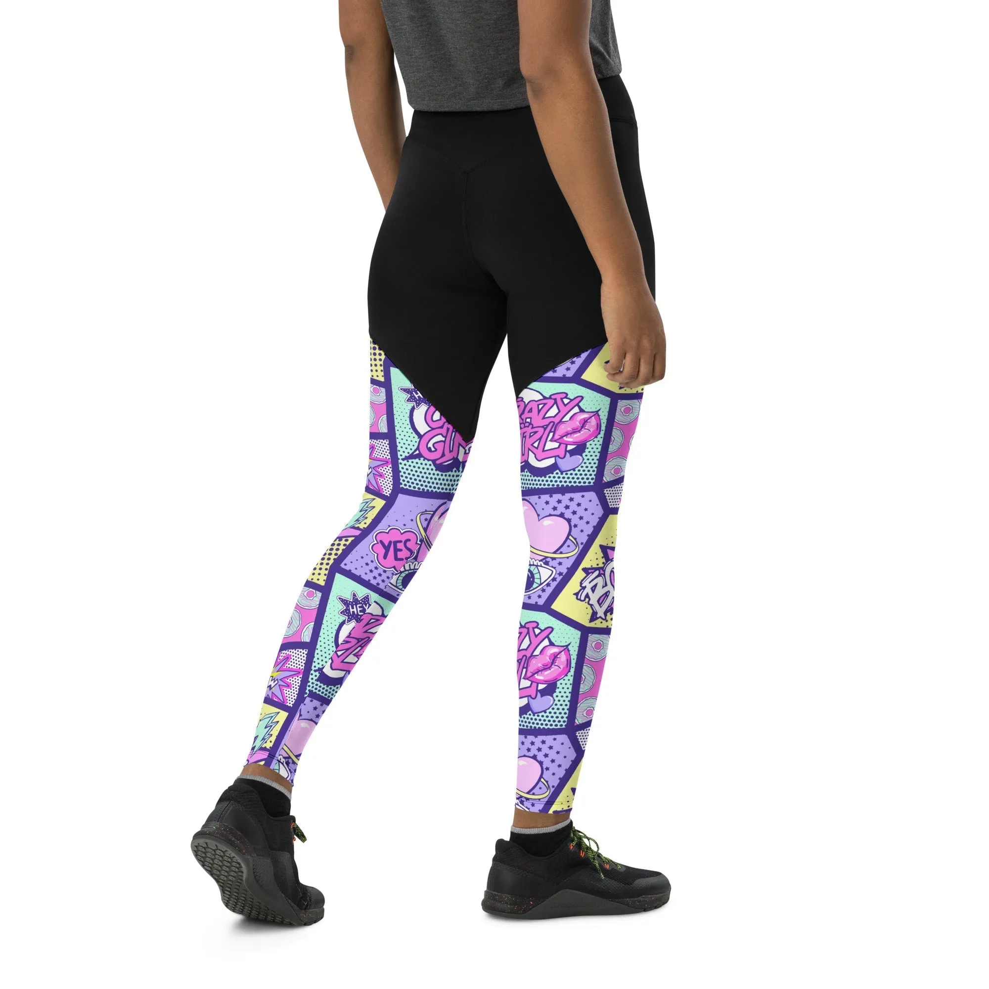 Pastel Comic Book Compression Leggings