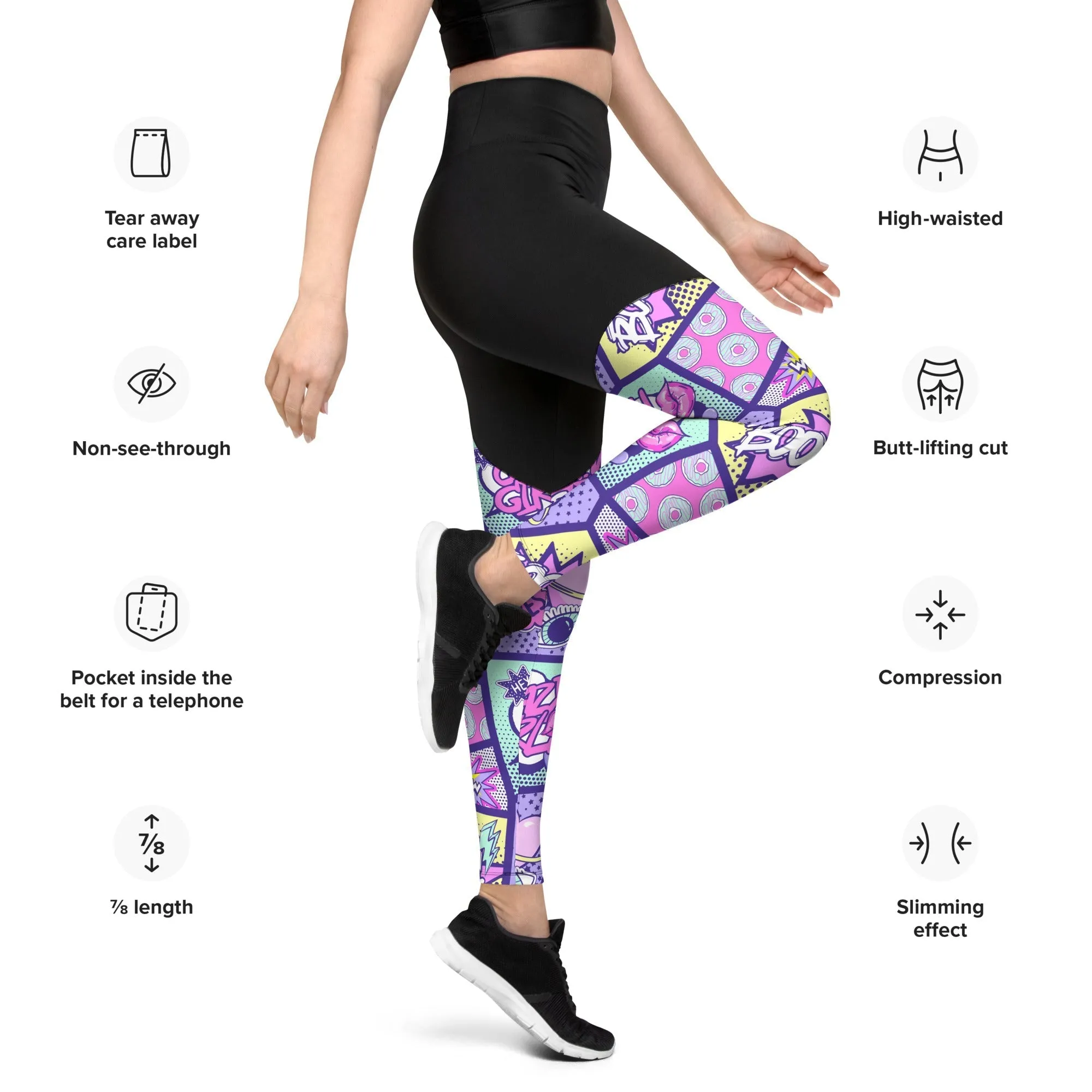 Pastel Comic Book Compression Leggings