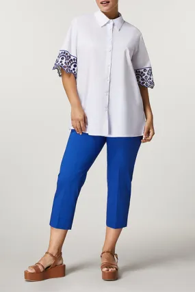 Persona (by Marina Rinaldi) ARTELLO BLUE COTTON POPLIN TROUSERS