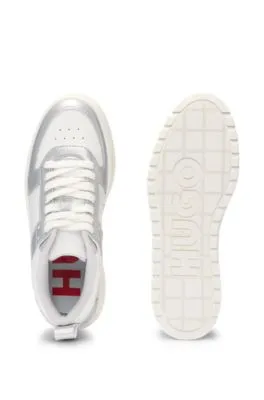 Platform-sole trainers with metallic panels