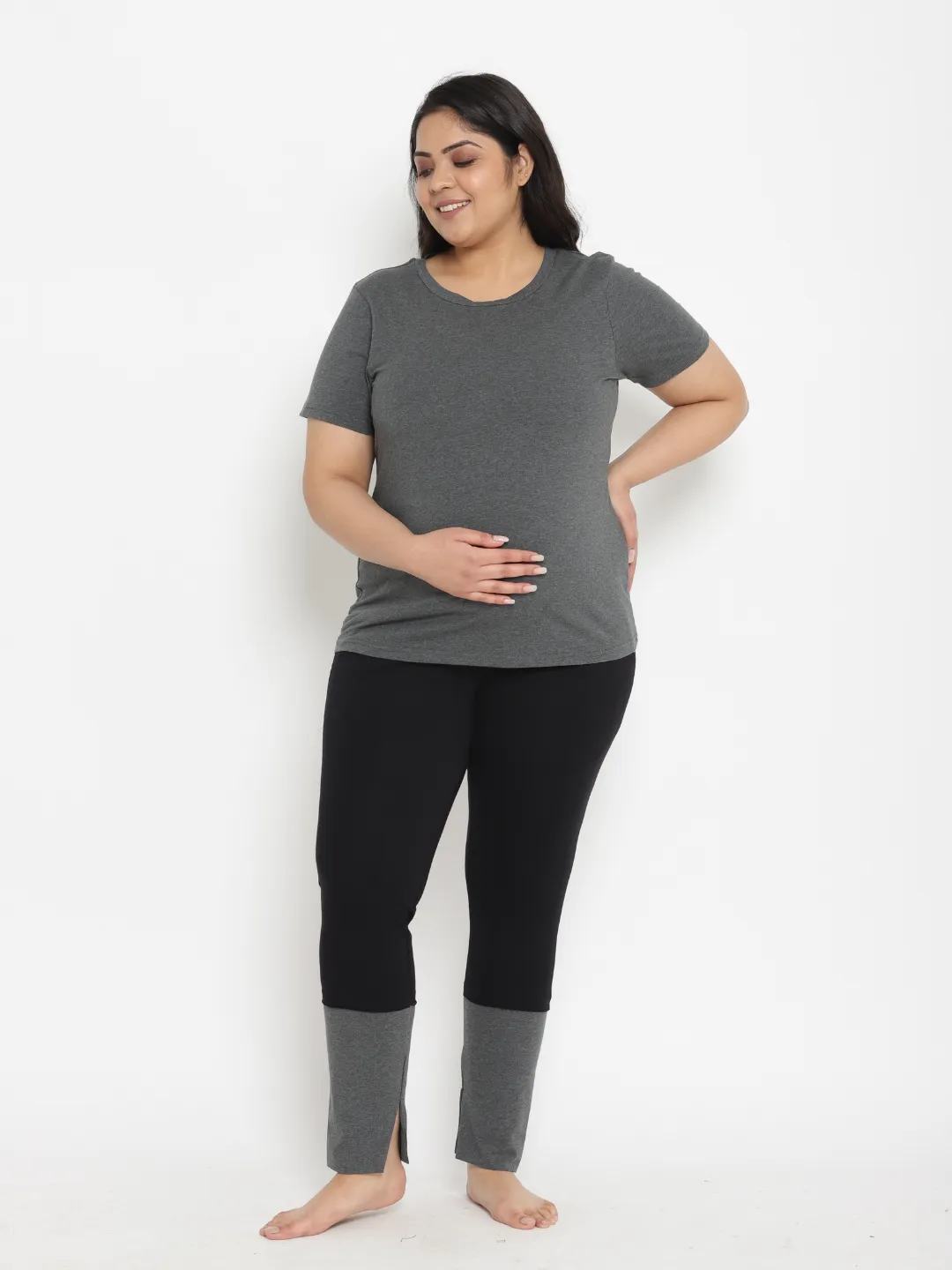 Plus Size Maternity Cropped Leggings