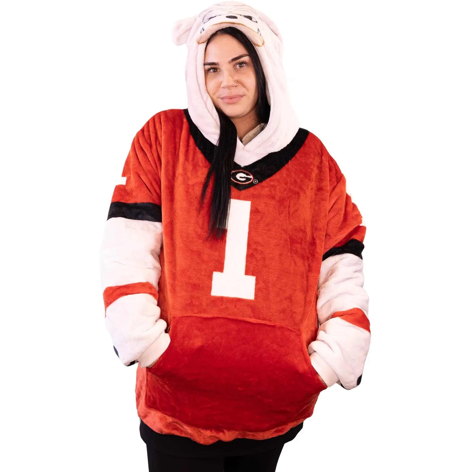 Plushible Red Georgia Bulldogs Snugible 2-in-1 Blanket Hoodie and Plushie