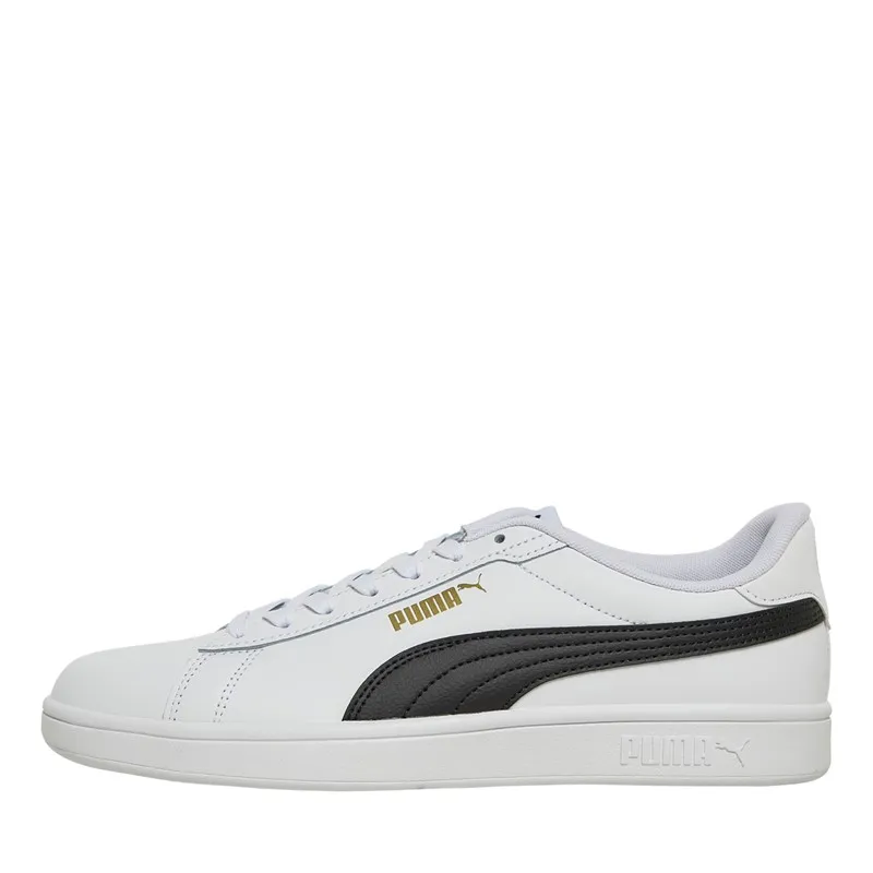 Puma Mens Smash 3.0 Leather Trainers White/Black/Gold