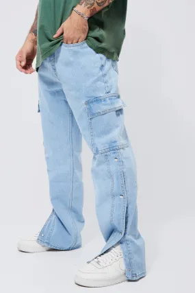 Relaxed Rigid Cargo Popper Detail Jeans