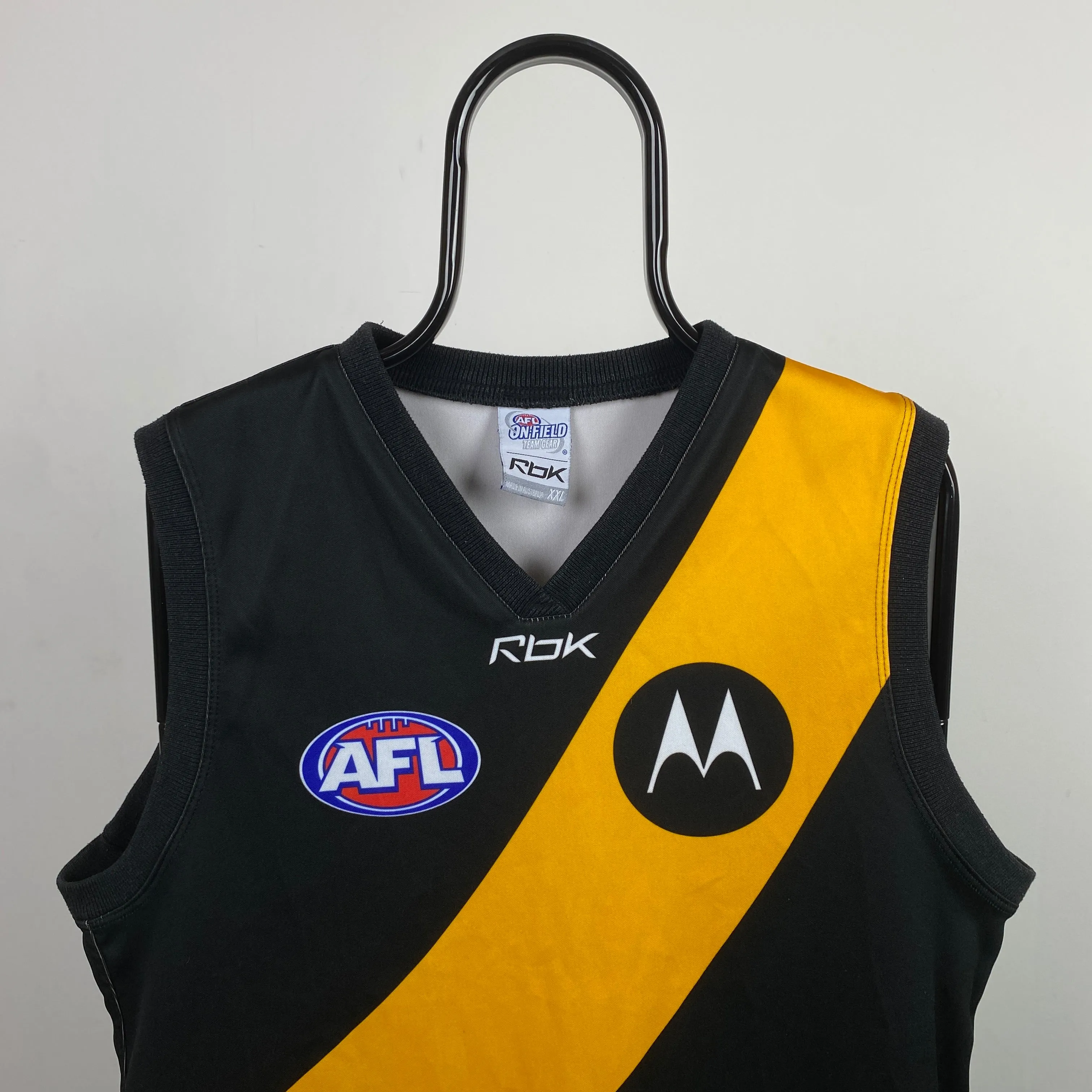 Retro Reebok AFL Richmond Vest Jersey T-Shirt Black XXL