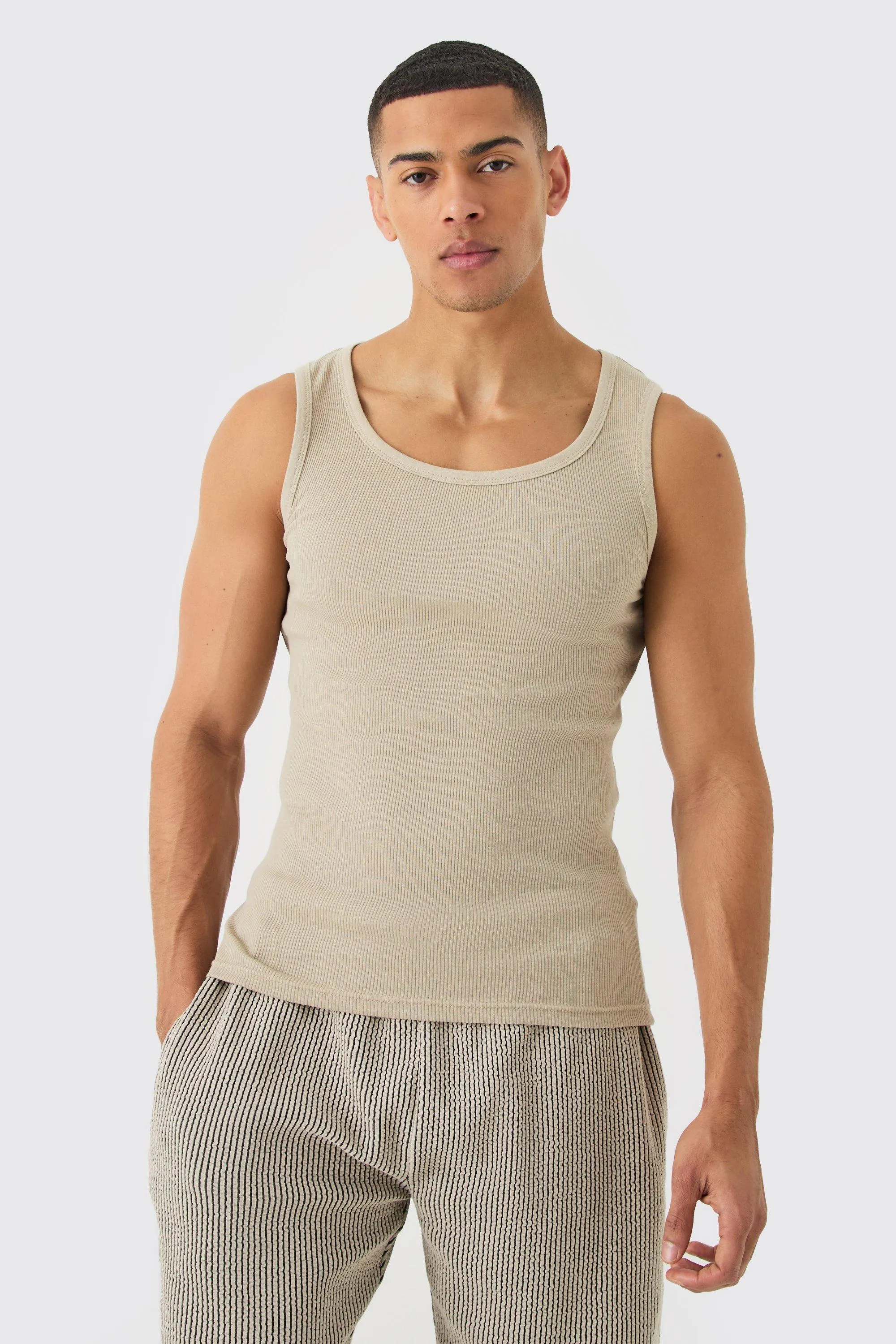 Ribbed Muscle Fit Tank Top