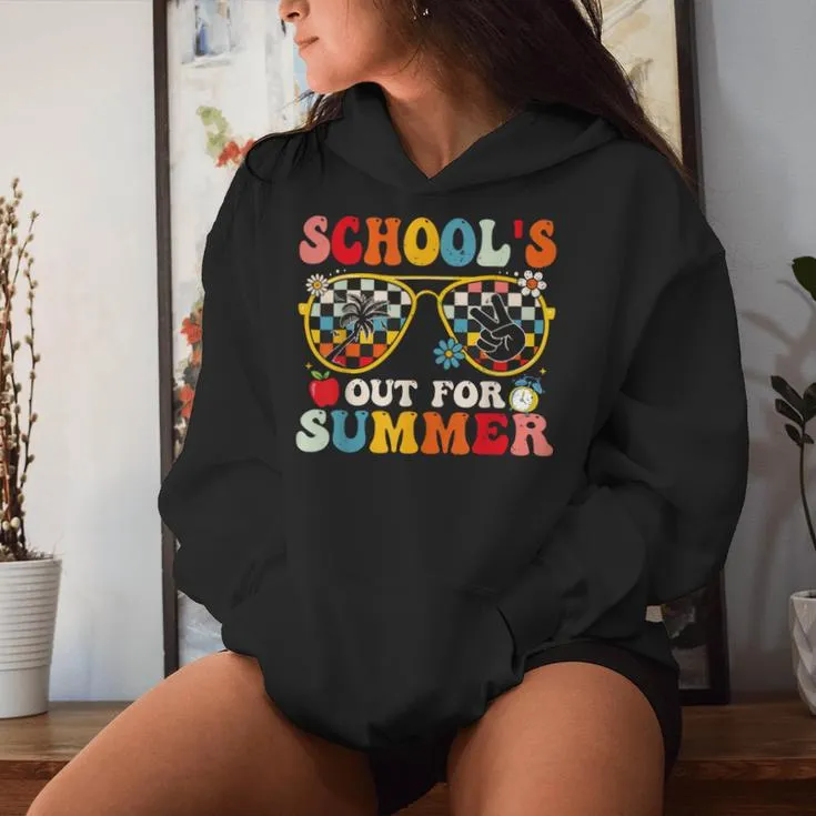 Schools Out For Summer Groovy Last Day Of School Teacher Women Hoodie