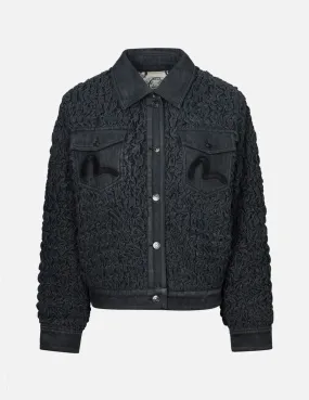 Seagull Embroidery Texture Oversized Denim Jacket