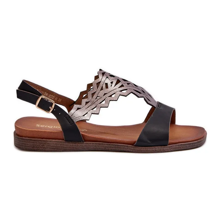 Sergio Leone SK070H Women's Flat Sandals Black