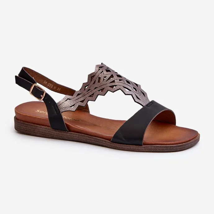 Sergio Leone SK070H Women's Flat Sandals Black