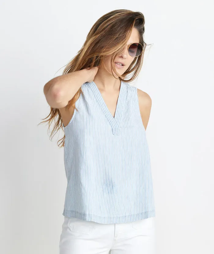 Sheri Tank in Chambray Stripe