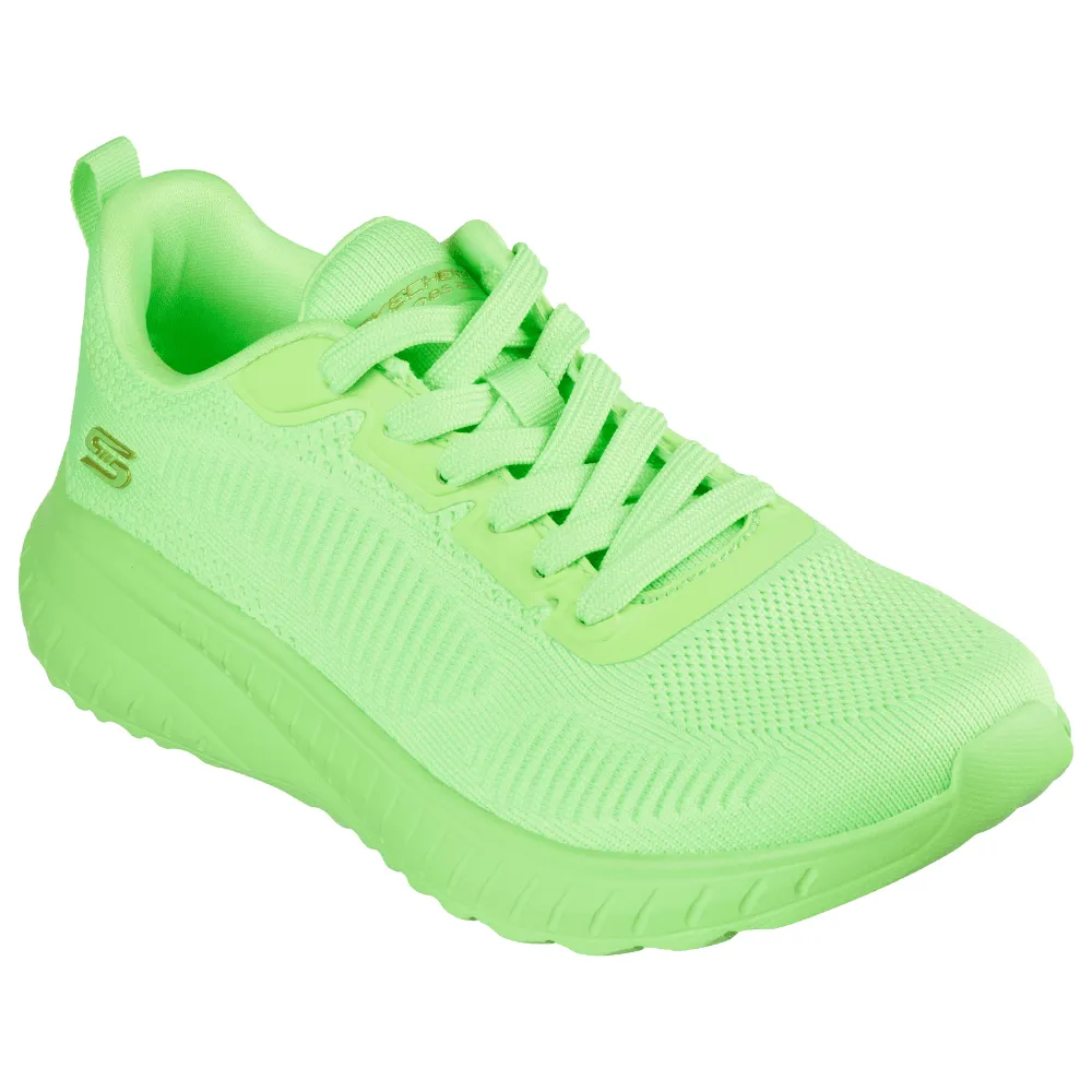 Skechers BOBS Squad Chaos Neon Lime Mesh Trainers