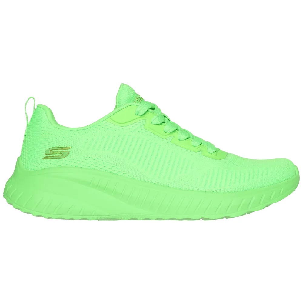 Skechers BOBS Squad Chaos Neon Lime Mesh Trainers