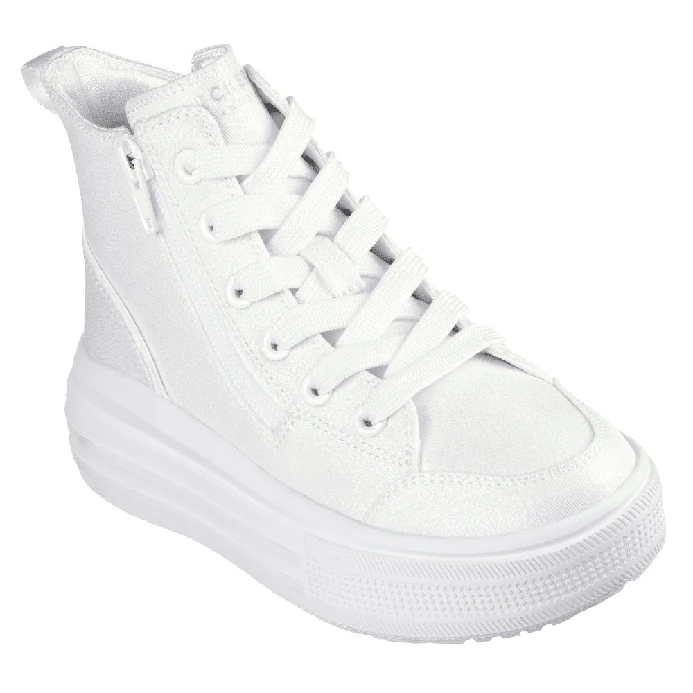 Skechers Girls Hyperlift White Glitter Hi-Top Trainers