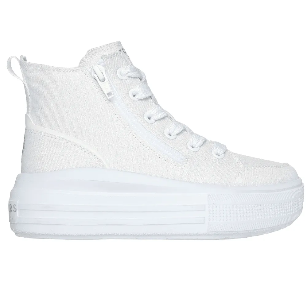 Skechers Girls Hyperlift White Glitter Hi-Top Trainers