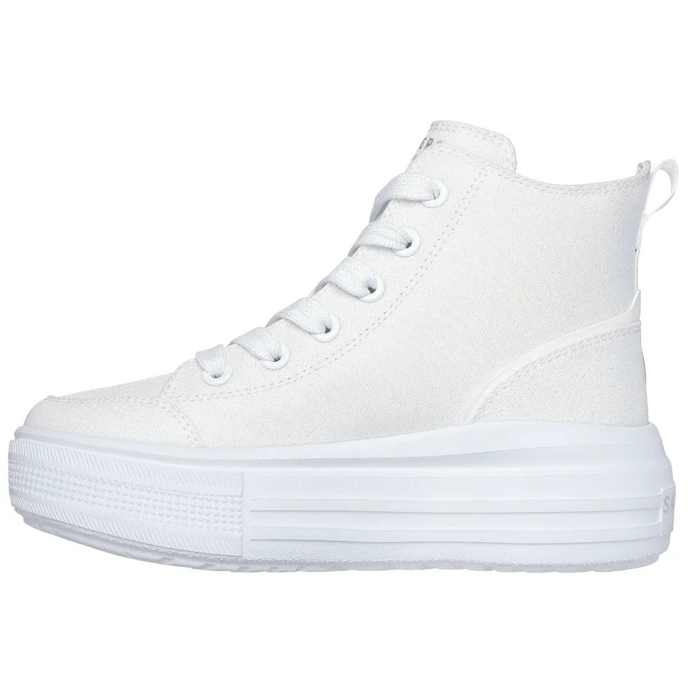 Skechers Girls Hyperlift White Glitter Hi-Top Trainers