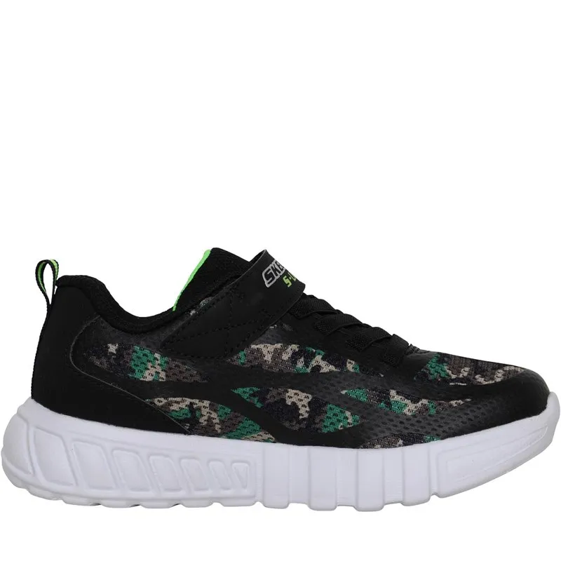 SKECHERS Junior Boys S Lights Flex Glow Rondler Trainers Camo