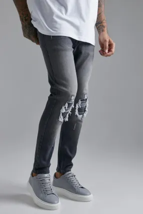 Skinny Stretch Rip & Repair Biker Jeans