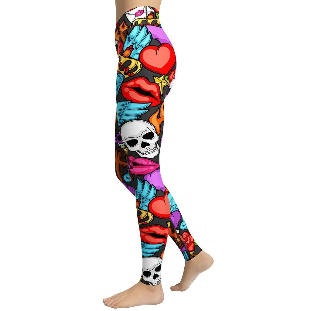 Skulls Yoga Leggings