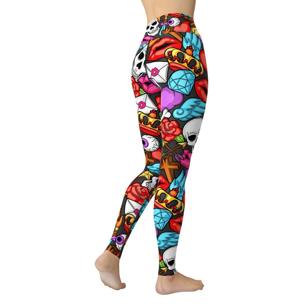 Skulls Yoga Leggings