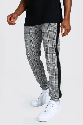 Slim Man Roman Cuff Jacquard Joggers | boohooMAN UK