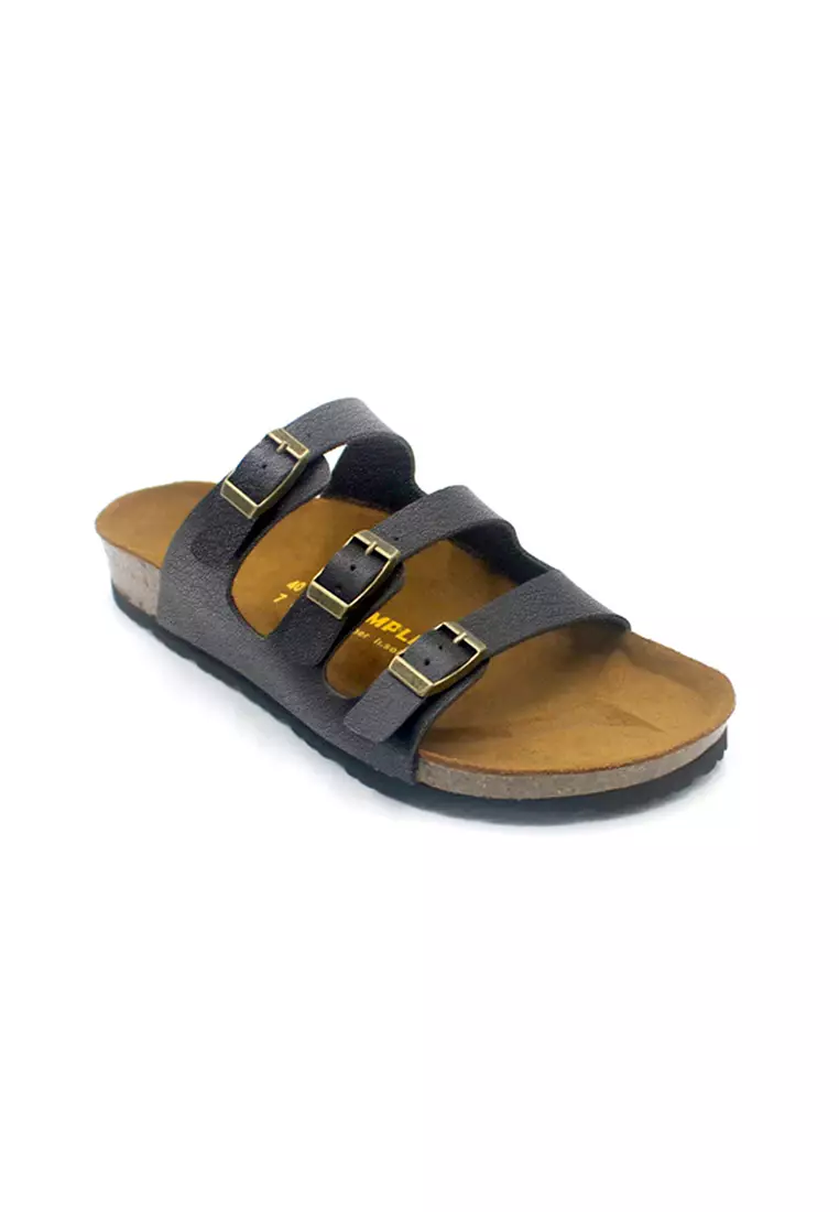 SoleSimple Ely - Black Leather Sandals & Flip Flops