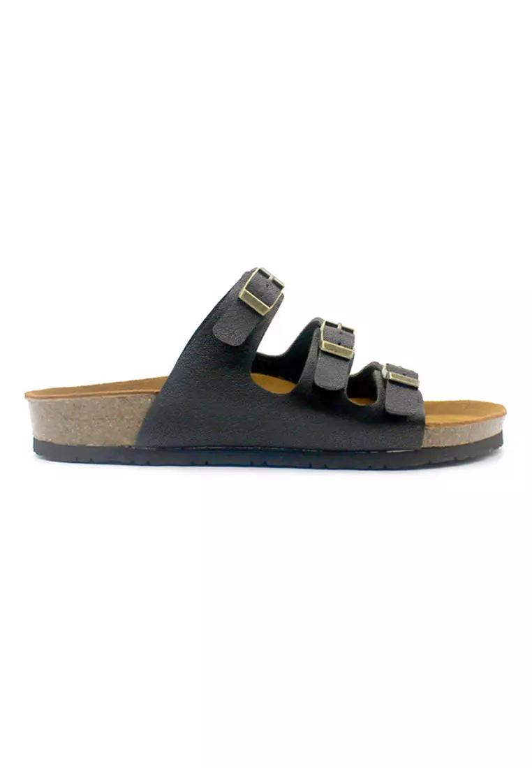 SoleSimple Ely - Black Leather Sandals & Flip Flops