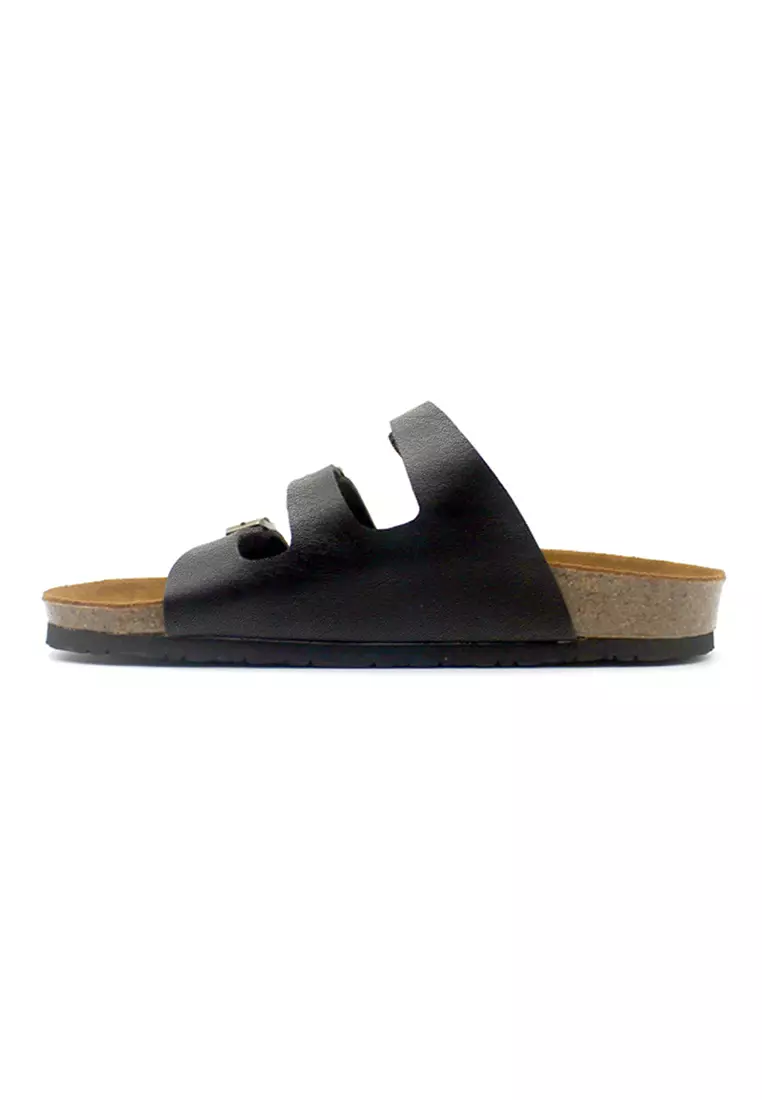 SoleSimple Ely - Black Leather Sandals & Flip Flops