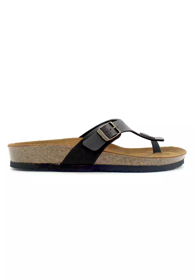 SoleSimple Prague - Black Leather Sandals & Flip Flops