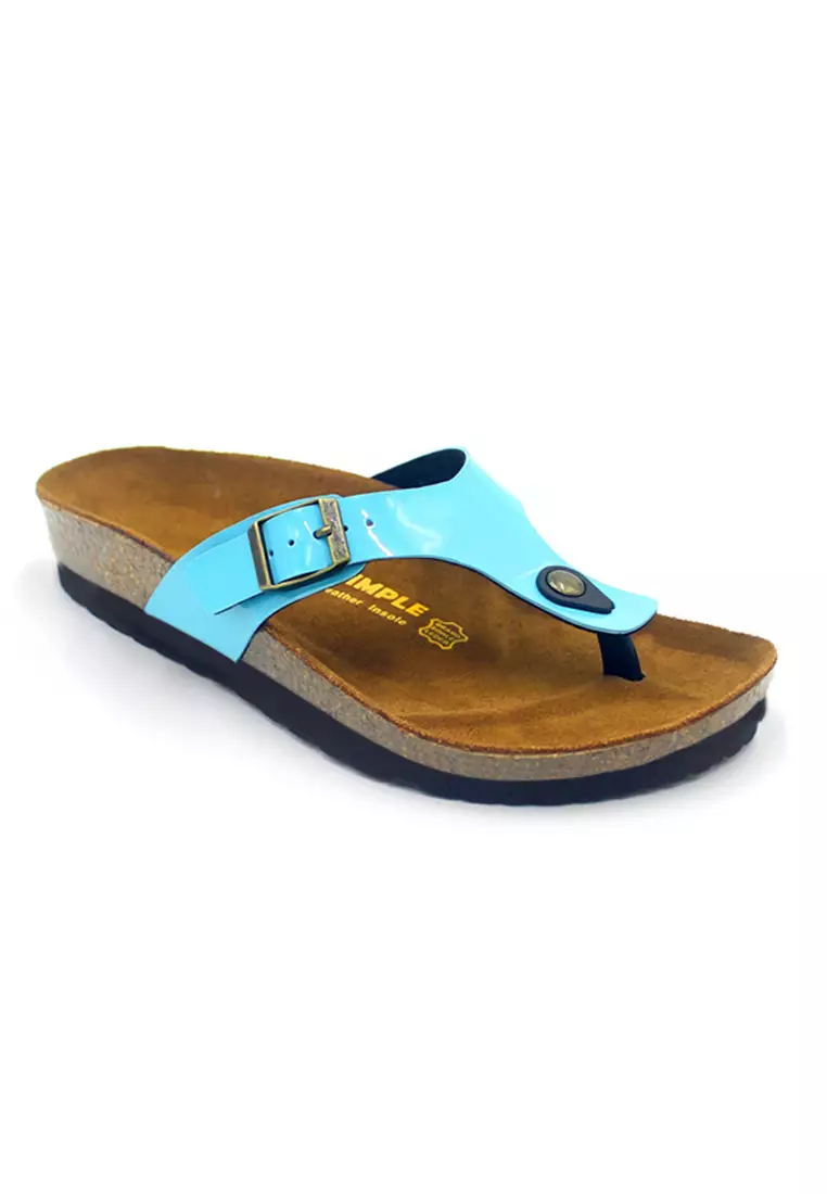 SoleSimple Prague - Glossy Blue Sandals & Flip Flops