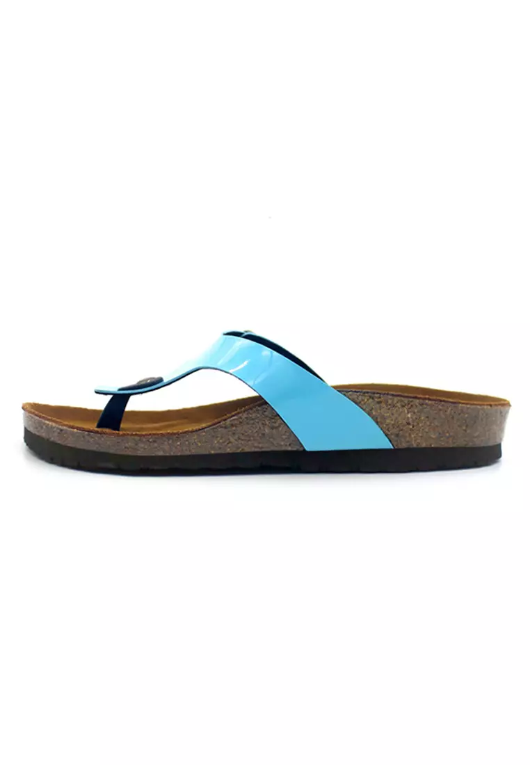 SoleSimple Prague - Glossy Blue Sandals & Flip Flops