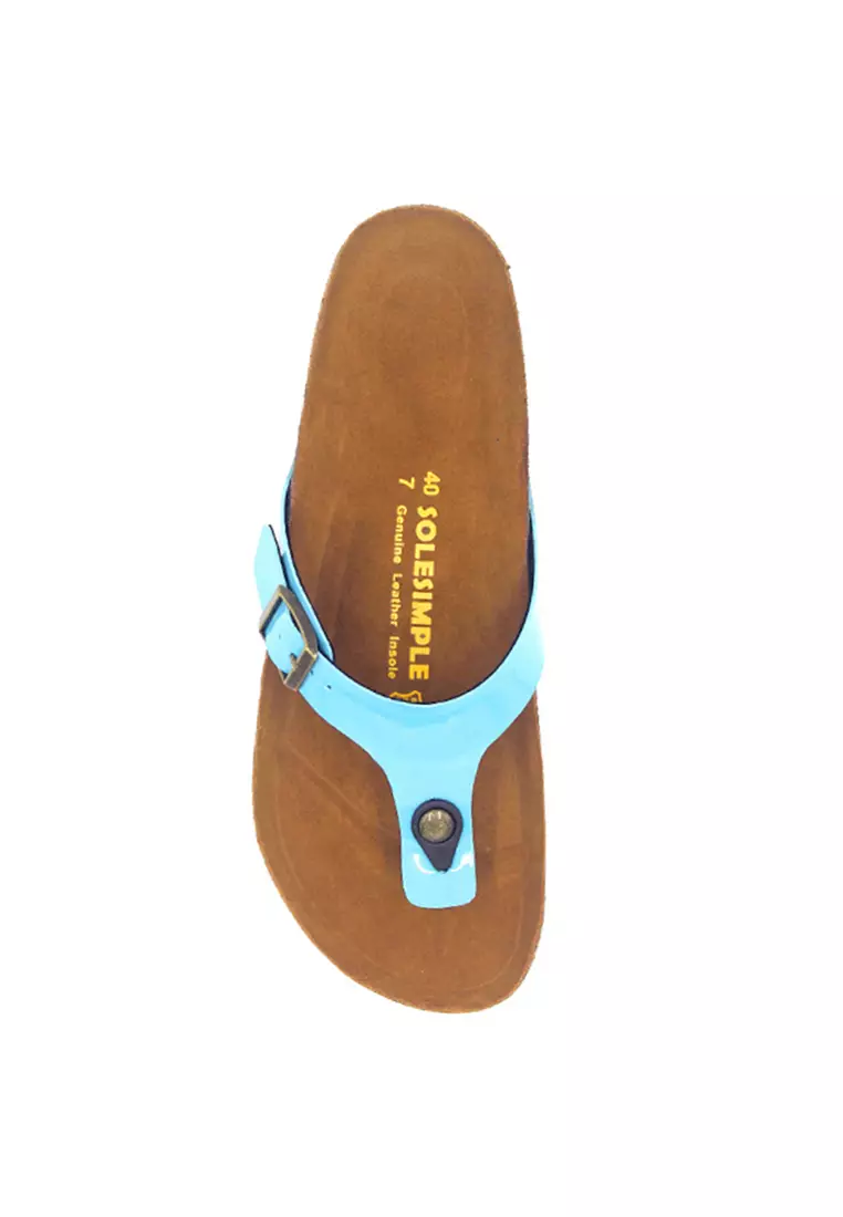 SoleSimple Prague - Glossy Blue Sandals & Flip Flops