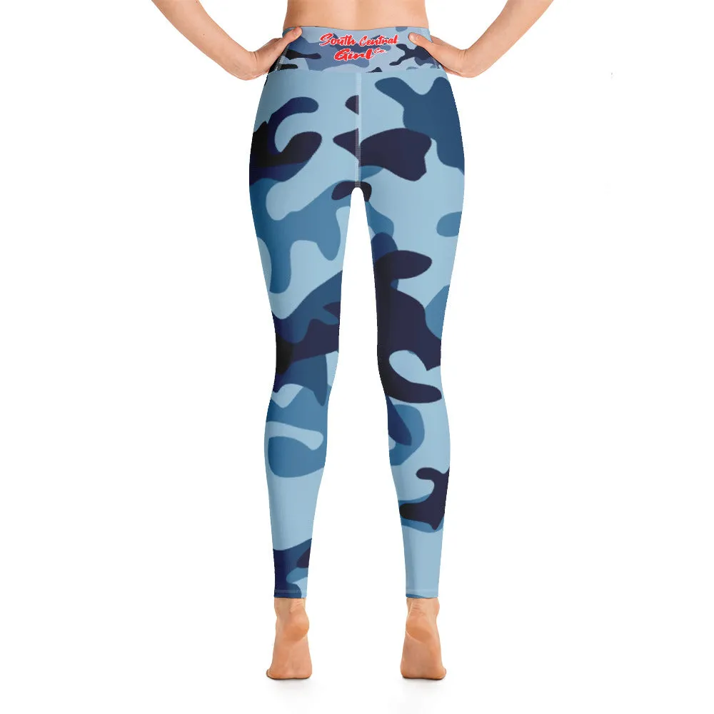 South Central Girl Blue Army Fatigue Yoga Leggings