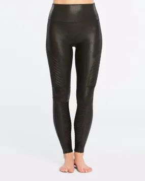 SPANX Faux Leather Moto Leggings in Very Black 