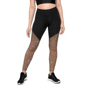 Sparkle Fishnet Print Compression Leggings