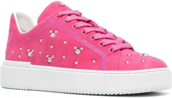 Stuart Weitzman crystal-embellished suede sneakers Pink