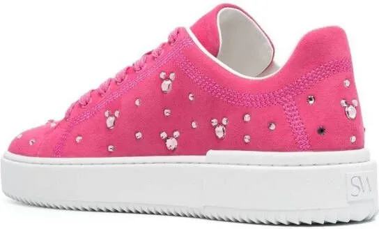 Stuart Weitzman crystal-embellished suede sneakers Pink