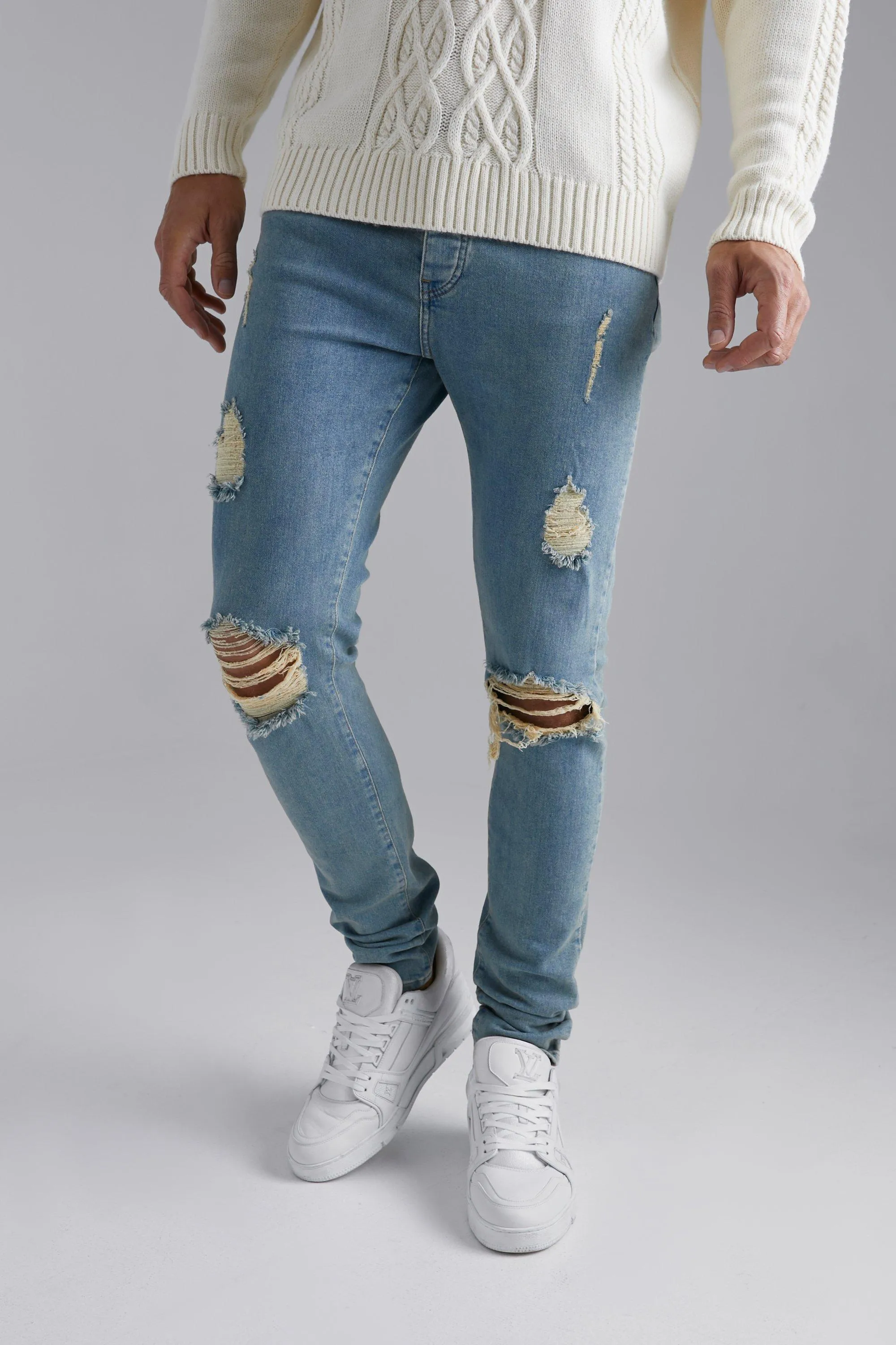 Tall Skinny Stretch Knee Rip Jeans