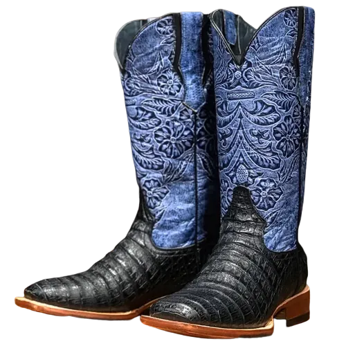 Tanner Mark Black Caiman Print Ladies' Boot