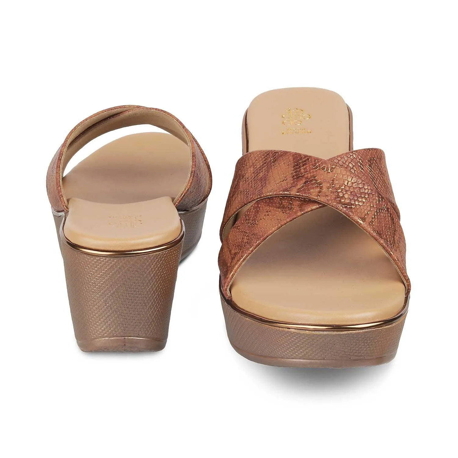 The Savvy Bronze Women's Dress Wedge Sandals Tresmode