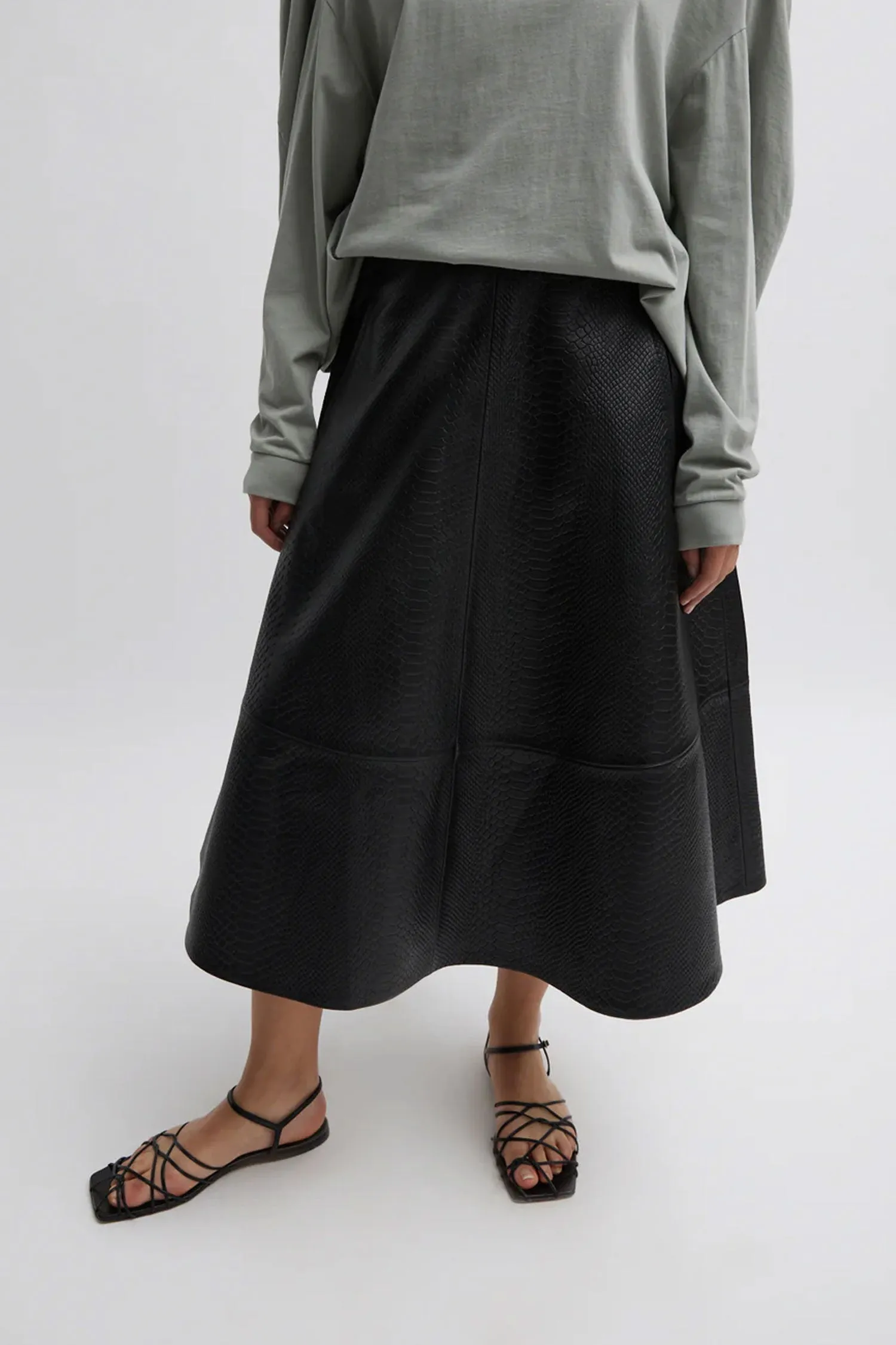 TIBI Leather Circular Skirt