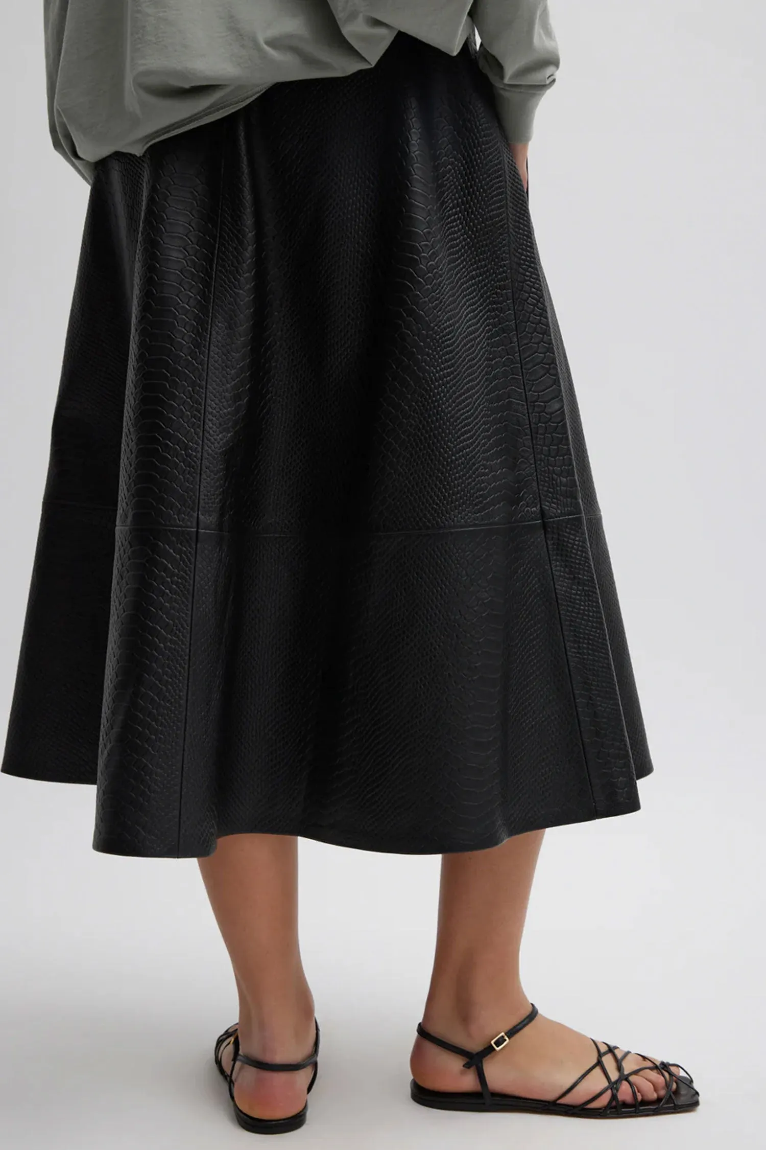 TIBI Leather Circular Skirt