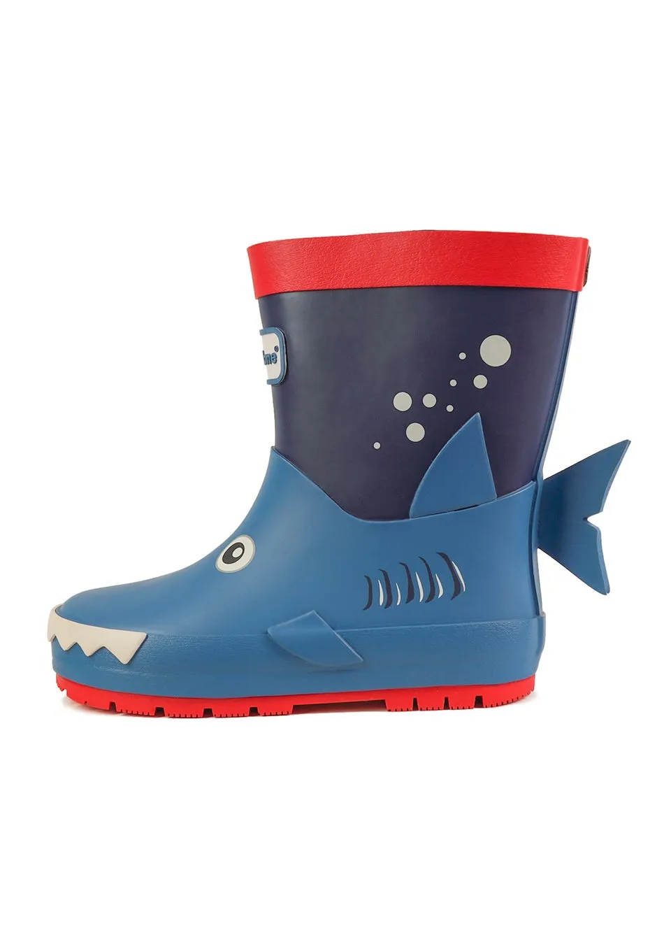 ToeZone Boys Blue Rico Novelty Shark Rain Boot (Younger 6- Older 12)