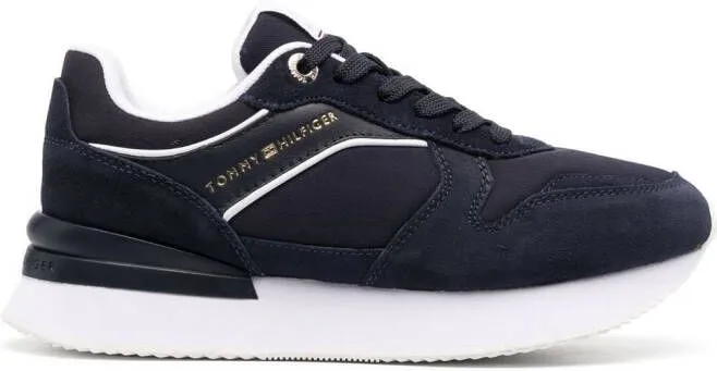 Tommy Hilfiger logo-debossed low-top suede sneakers Blue