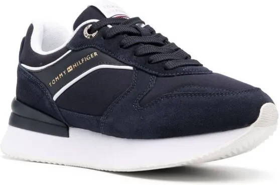 Tommy Hilfiger logo-debossed low-top suede sneakers Blue