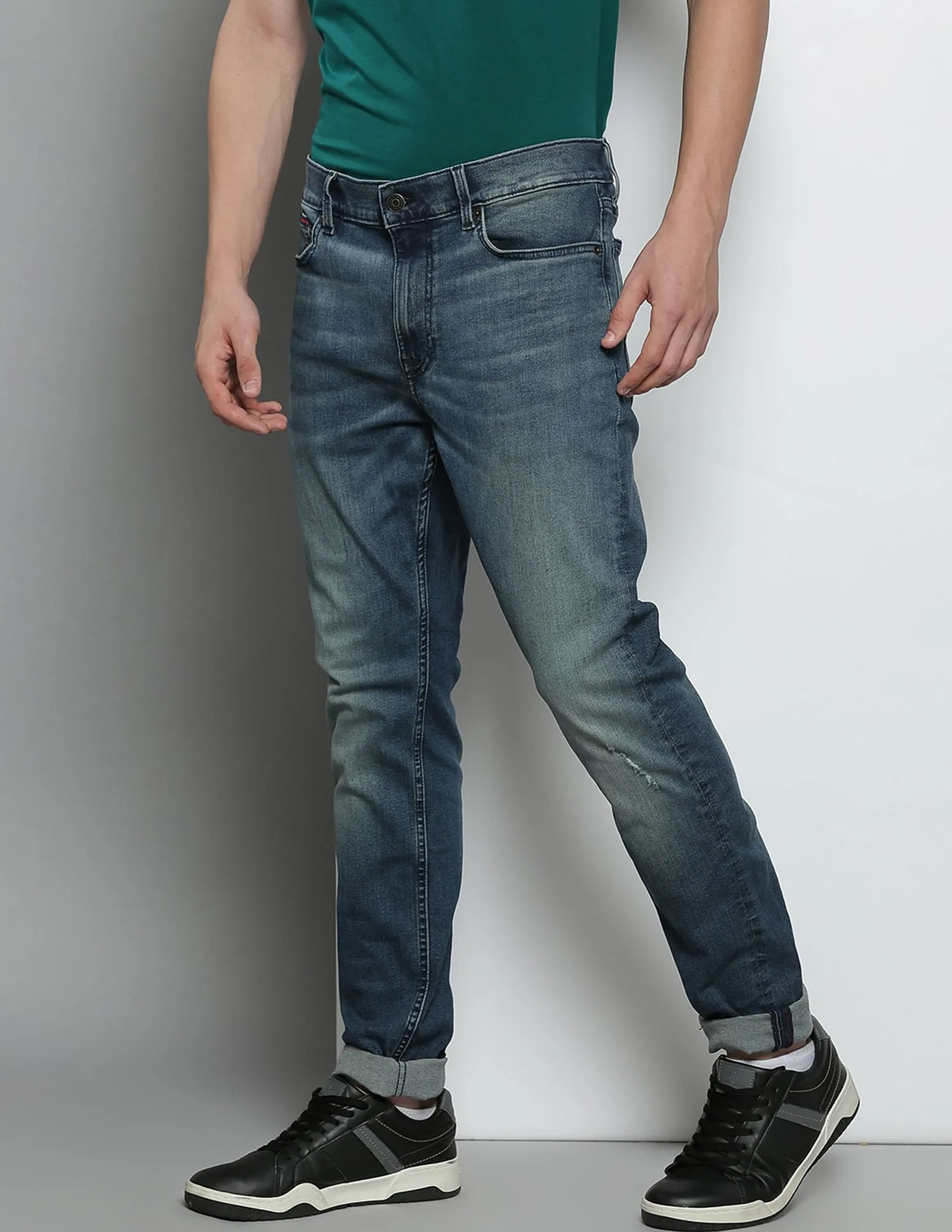 Tommy Hilfiger Men Blue Simon Skinny Fit Stone Wash Jeans