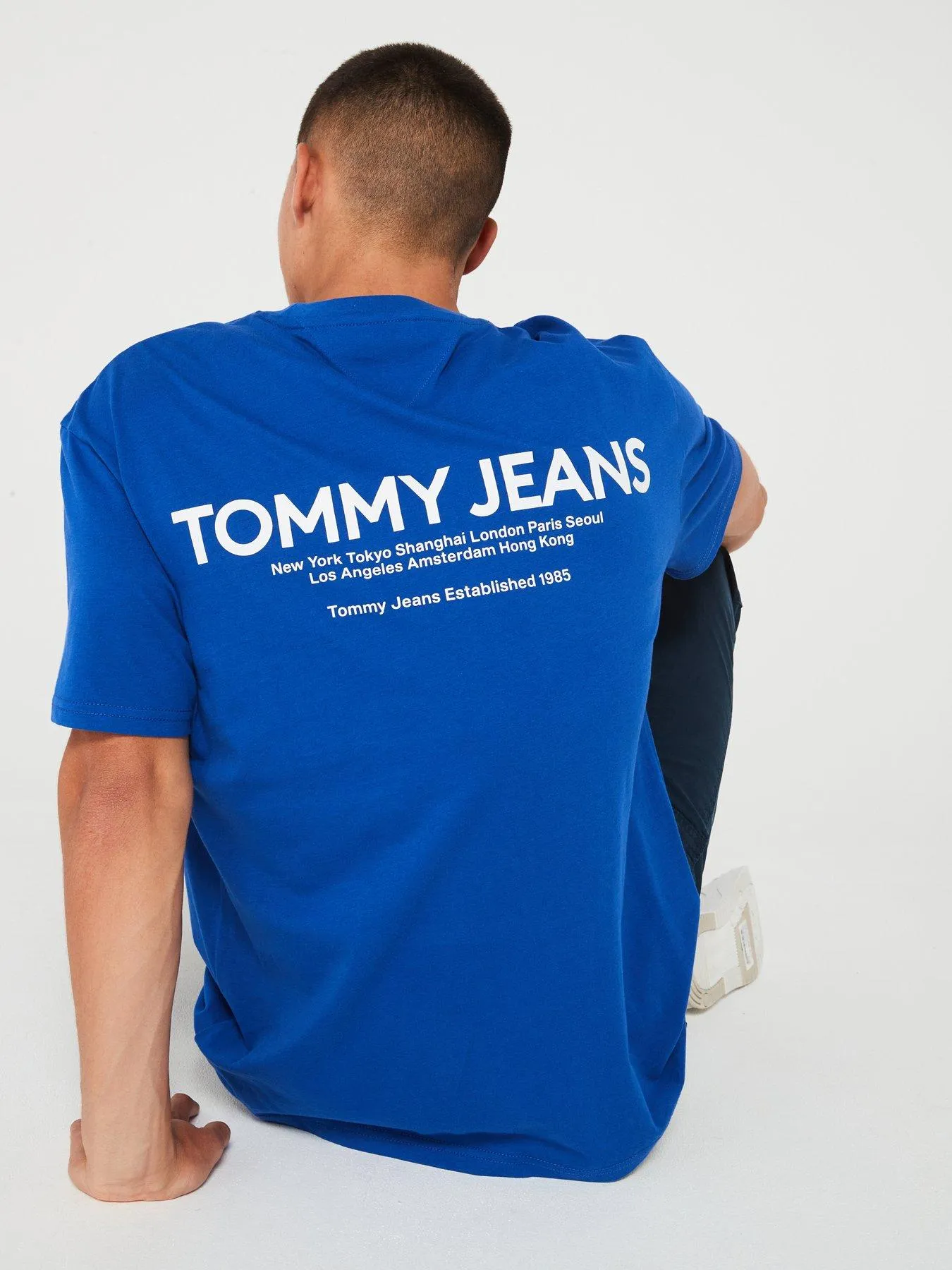 Tommy Jeans Regular Fit Linear Back Print T-shirt - Bright Blue