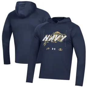 Under Armour  Navy Midshipmen Navy 2023 On Court Bench Shooting Long Sleeve Hoodie T-Shirt