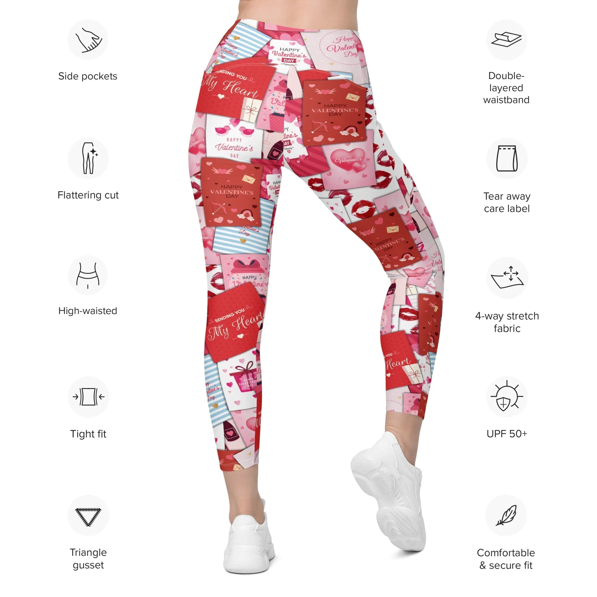 Valentine's Day Cards Leggings With Pockets