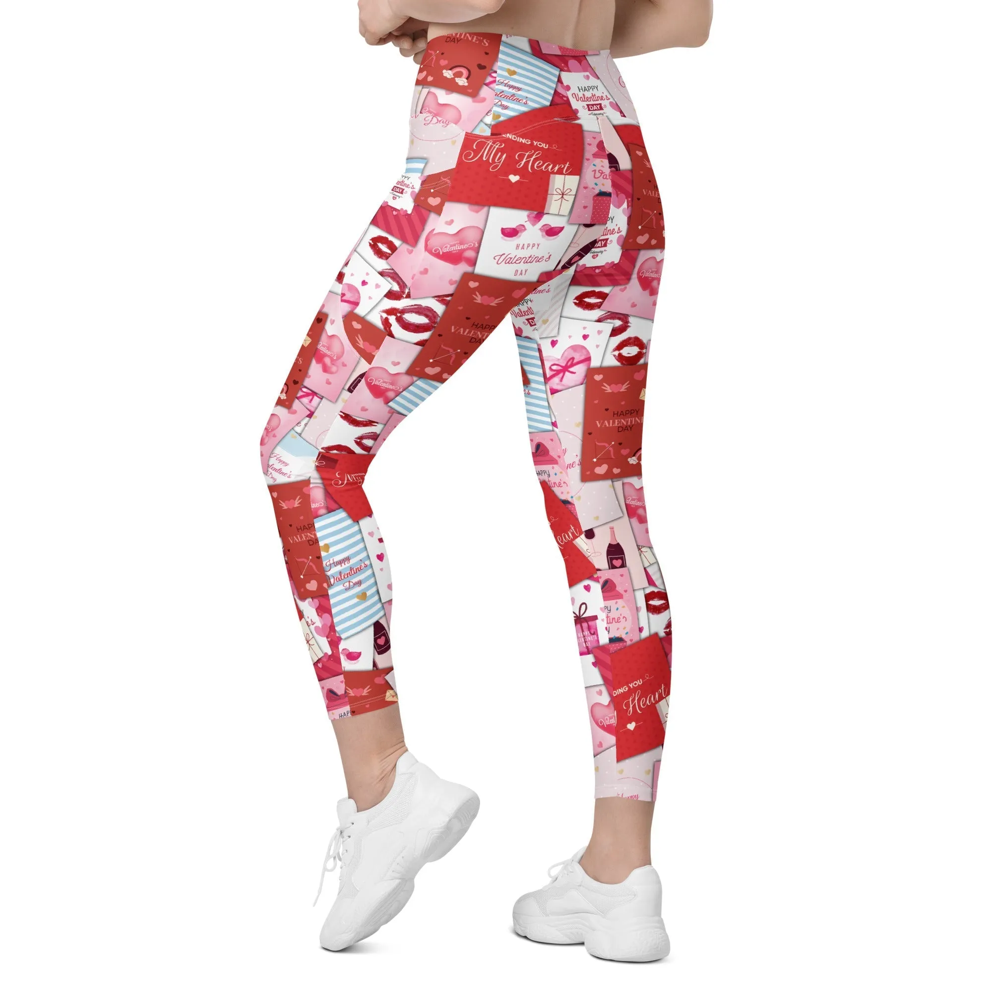 Valentine's Day Cards Leggings With Pockets